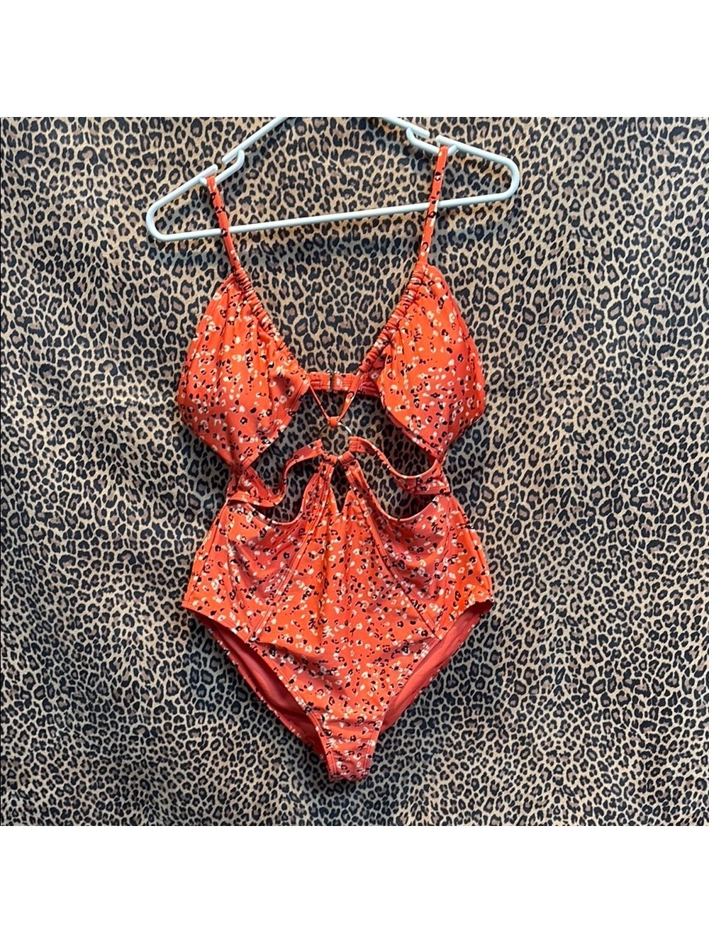California Sunshine Orange Floral Swimsuit | Size XL